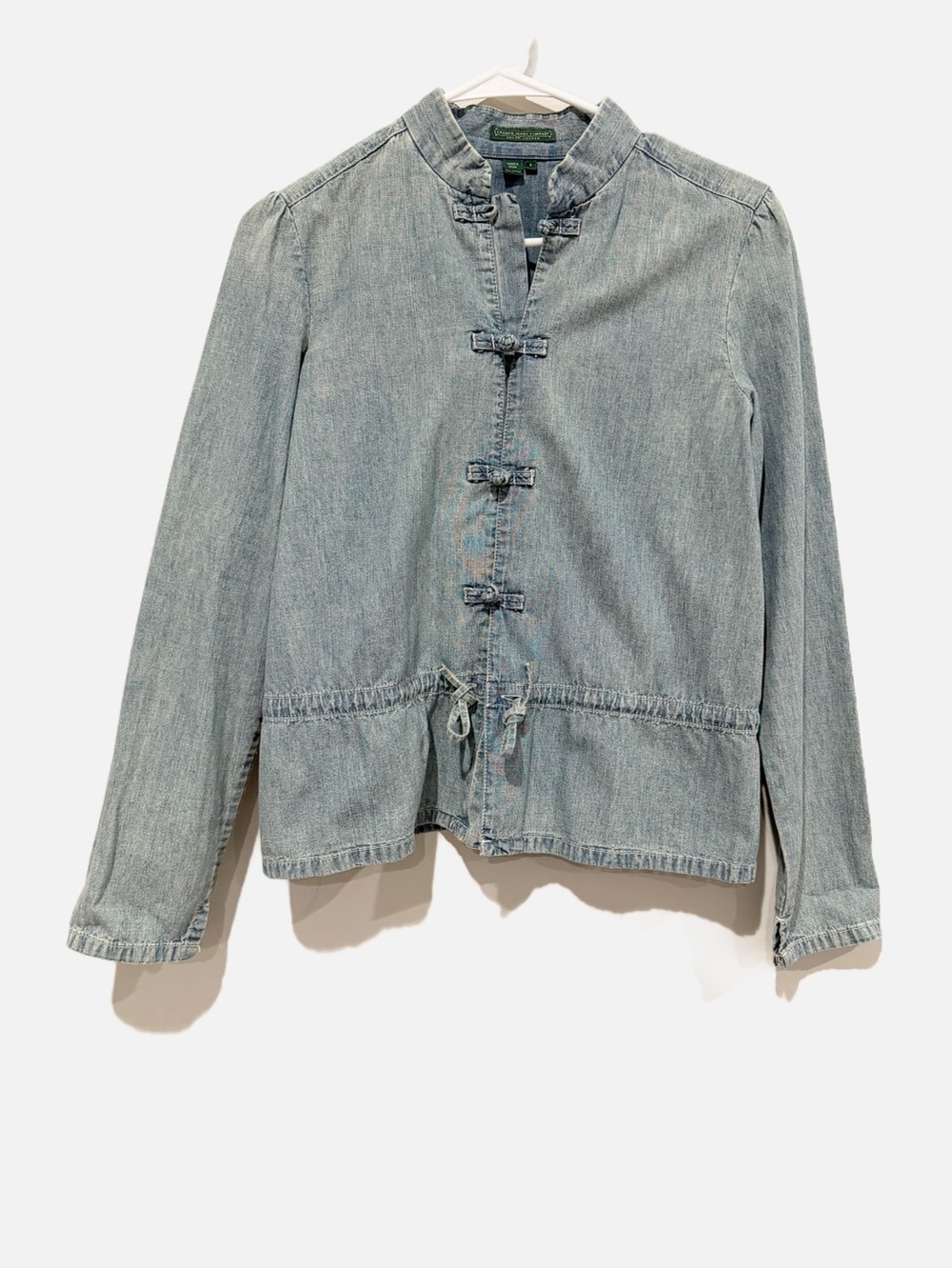 LAUREN JEANS Co. Chambray Mandarin Collar Frog Closure Jacket Size Small